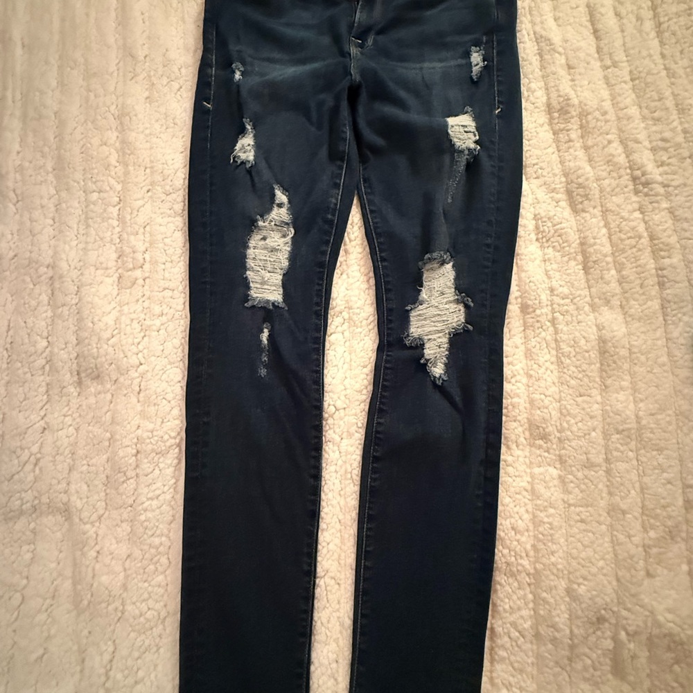 Good American Dark Distressed Skinny Jeans